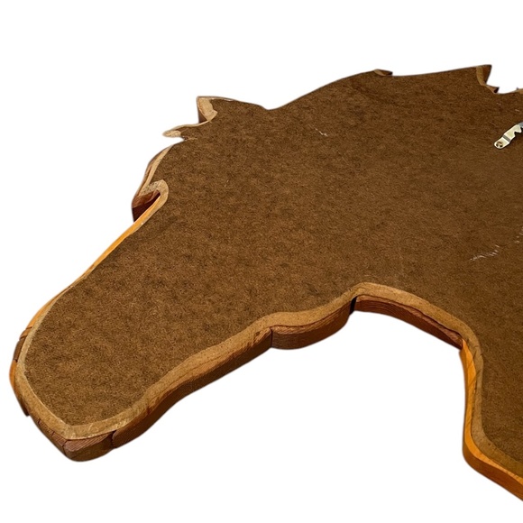 INTARSIA WOODCRAFTS WOODEN SCULPTED WALL ART 3 HORSE HEAD - Picture 9 of 9